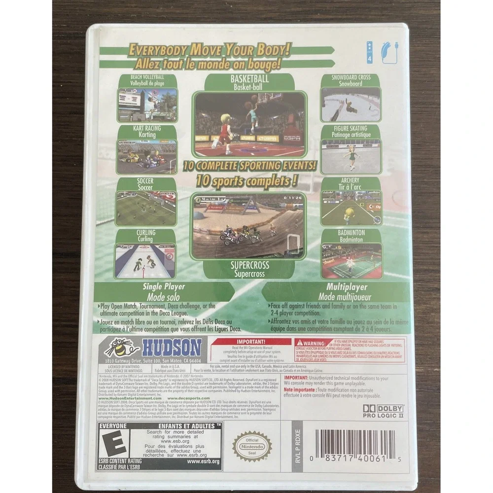 Wii Deca Sports Nintendo 2008 Complete with Manual CIB Fan Favorites Hudson